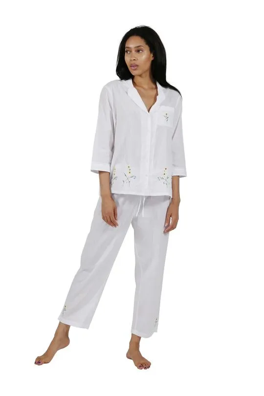 Pajama Set-La Cera Sunflower White