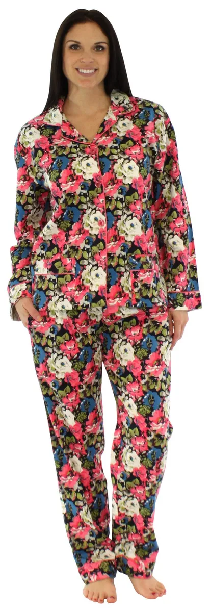 Pajama Set-bSoft Bamboo Flannel Pajamas (Midnight Garden) L