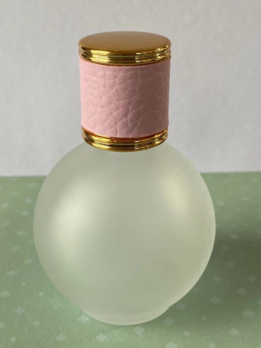 Perfume Bottle Frosted Round Glass with Pink Leather Cap