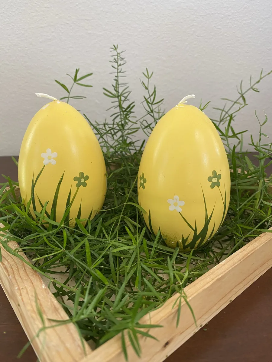 Fantastic Craft Painted Egg Candle Set of 2, Yellow