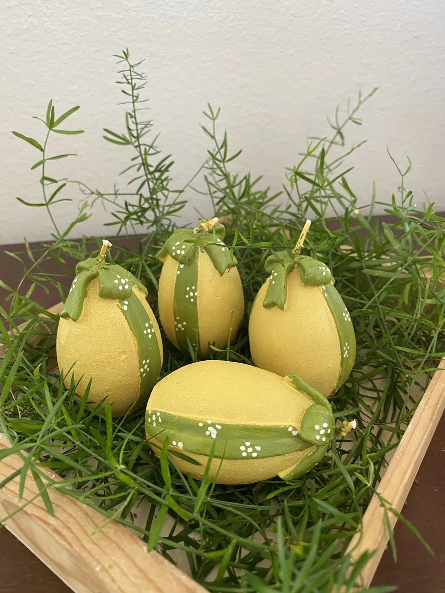 Fantastic Craft Ribbon Egg Candle, Set of 4, Yellow