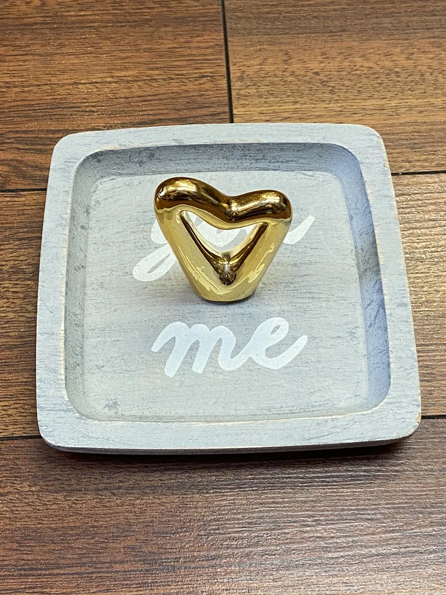 Wooden "You & Me" Jewelry Ring Dish Tray