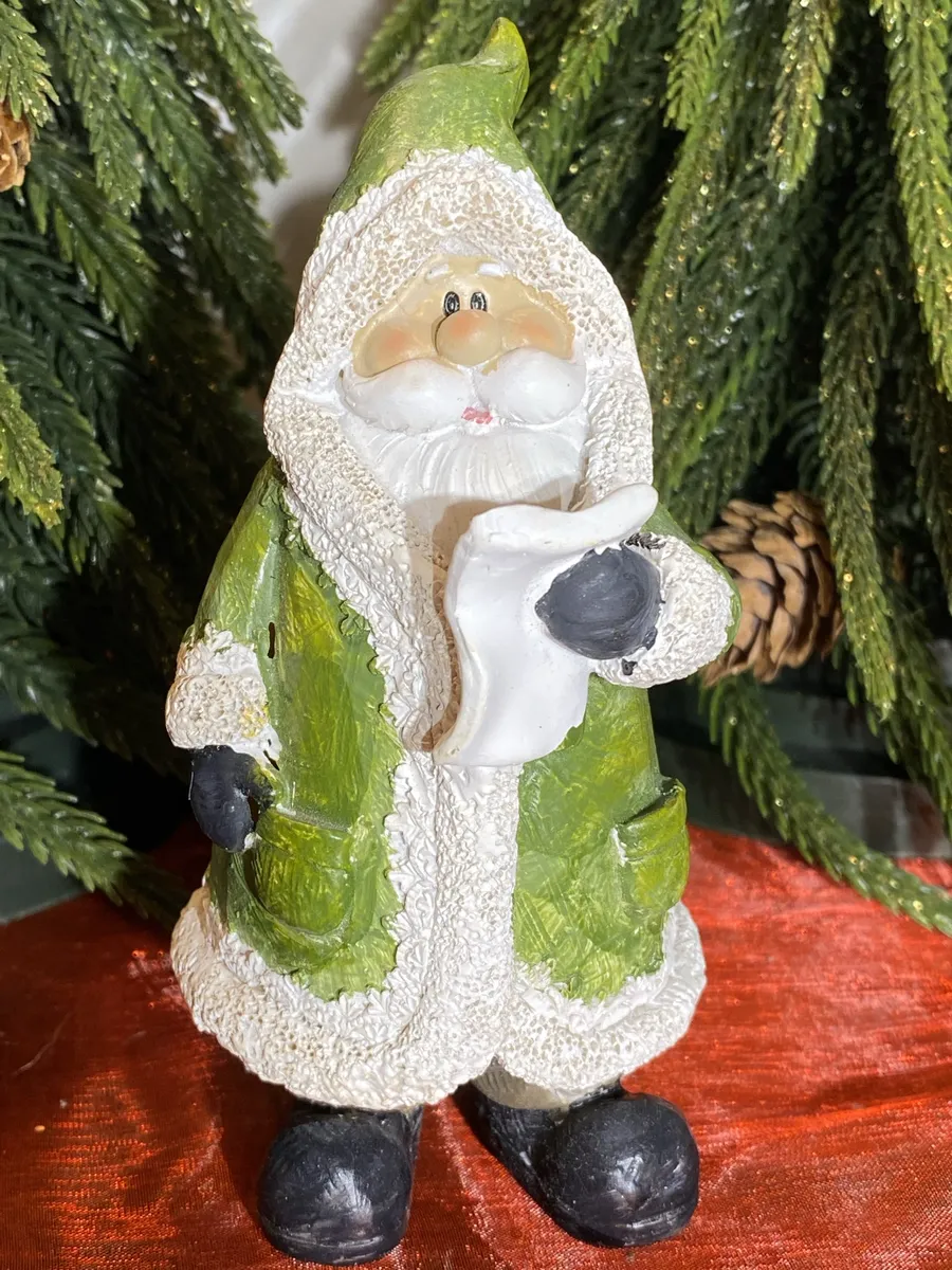 Christmas Resin Green Santa Figurine