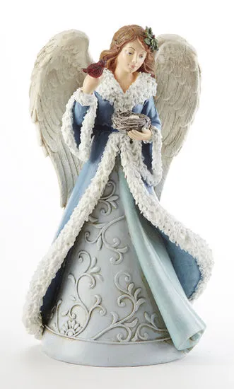 8.5 Resin Coastal Chr. Blue Angel with Nest